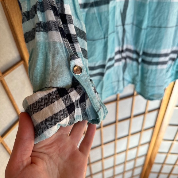Blue Plaid Quarter Zip Top - Picture 9 of 11